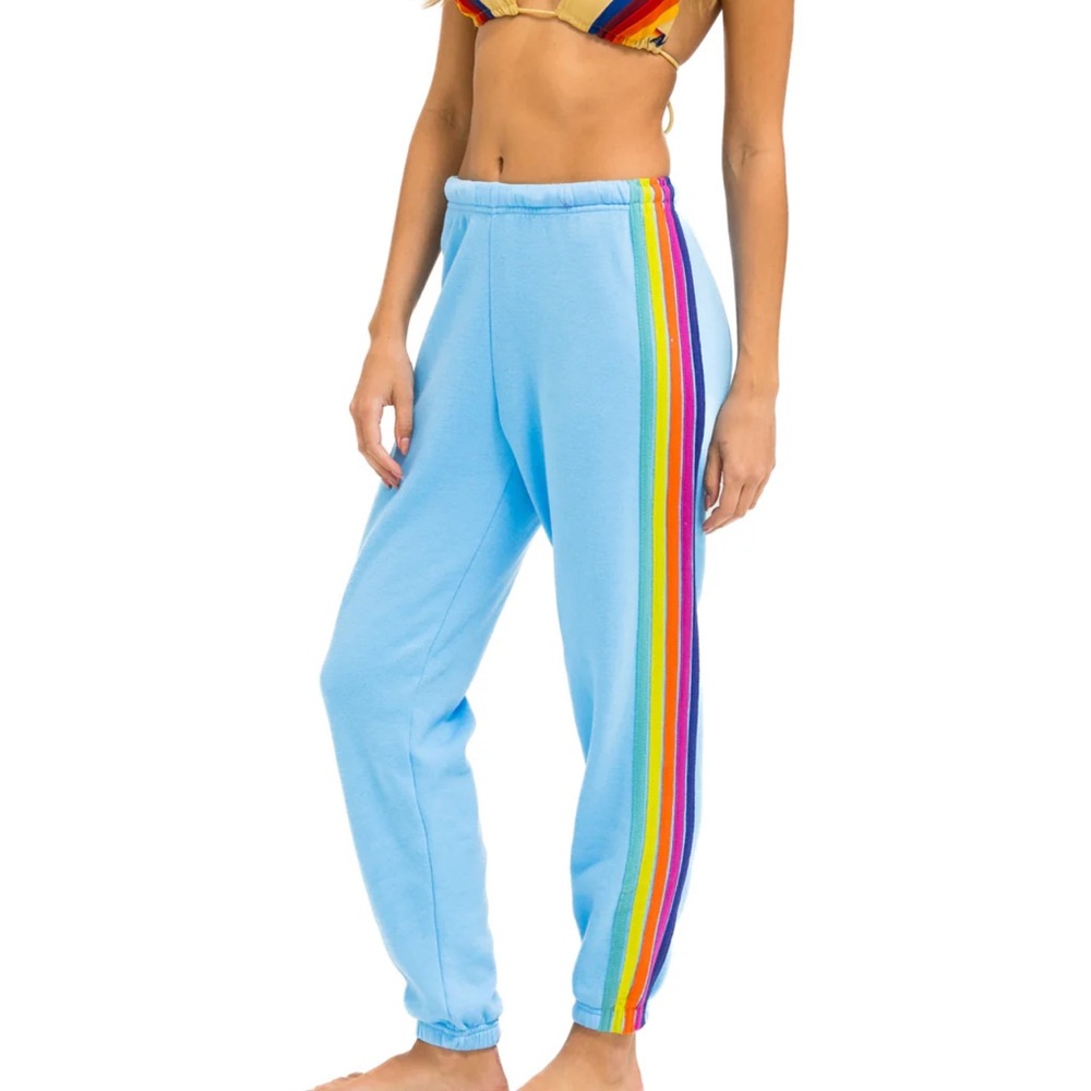 Aviator Nation Sky Blue Sweatpants 5 Stripe XL In packaging